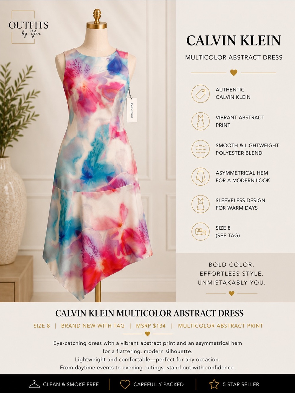 Calvin Klein Multicolor Abstract Dress